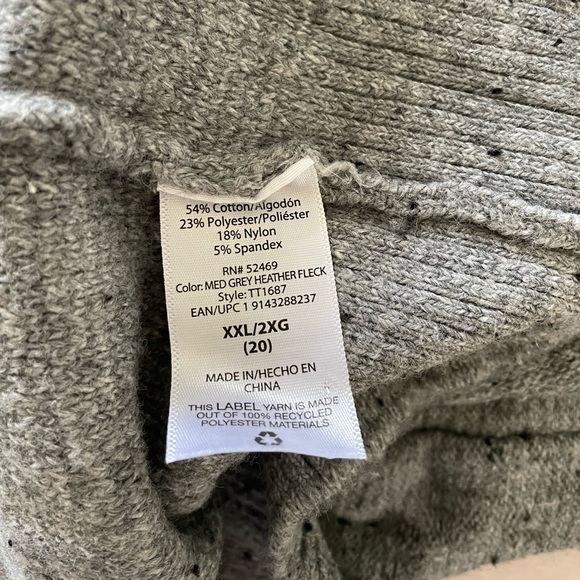 Time and Tru long sleeve cowl neck long tunic sweater dress XXLarge heather grey - Picture 8 of 8